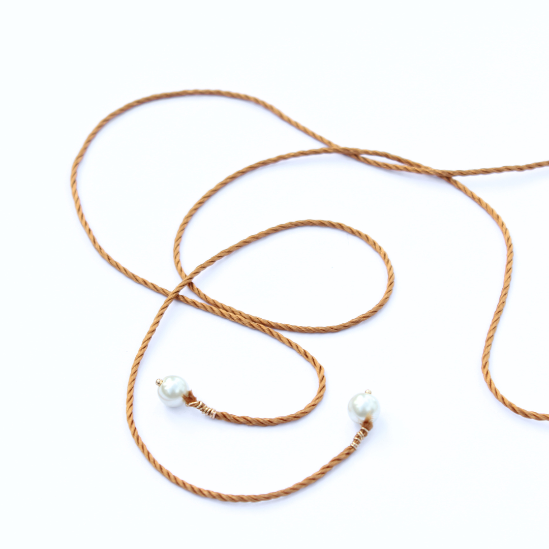 White & Gold Satin Cord Necklace
